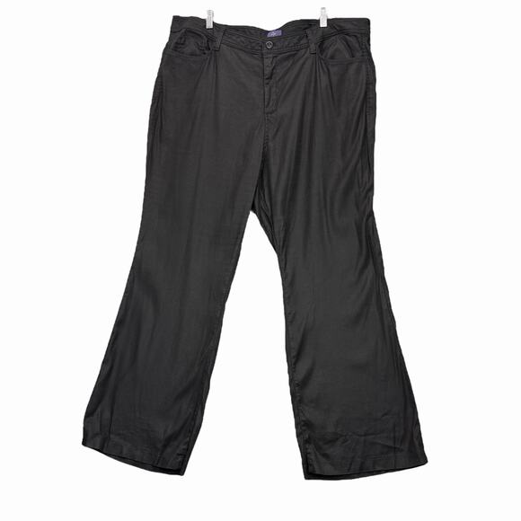 NYDJ Linen Blend Trouser Pants Women's Size 24W Black 5-Pocket Lift Tuck Made US - Picture 1 of 11